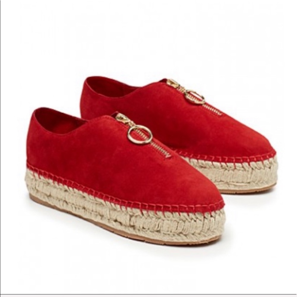 Red Suede Jute Wrap Platform Espadrille Sneaker - Picture 7 of 8